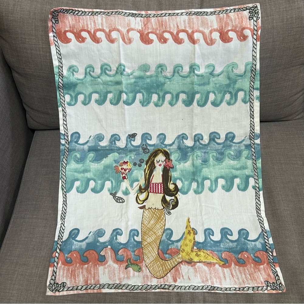 ANTHROPOLOGIE Mermaid Print Kitchen Tea Dish Towel Embroidery #1225258 - Picture 7 of 13